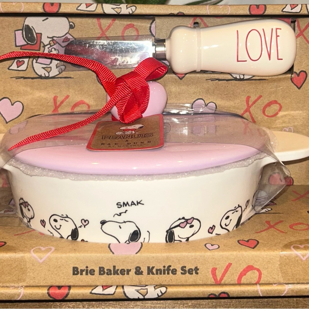 Rae Dunn Brie Baker & Knife Set